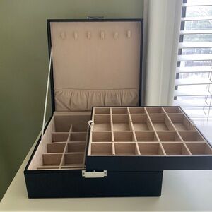 Jewelry Box Organizer Holder 2 Layer with Trays, Desktop Organizer